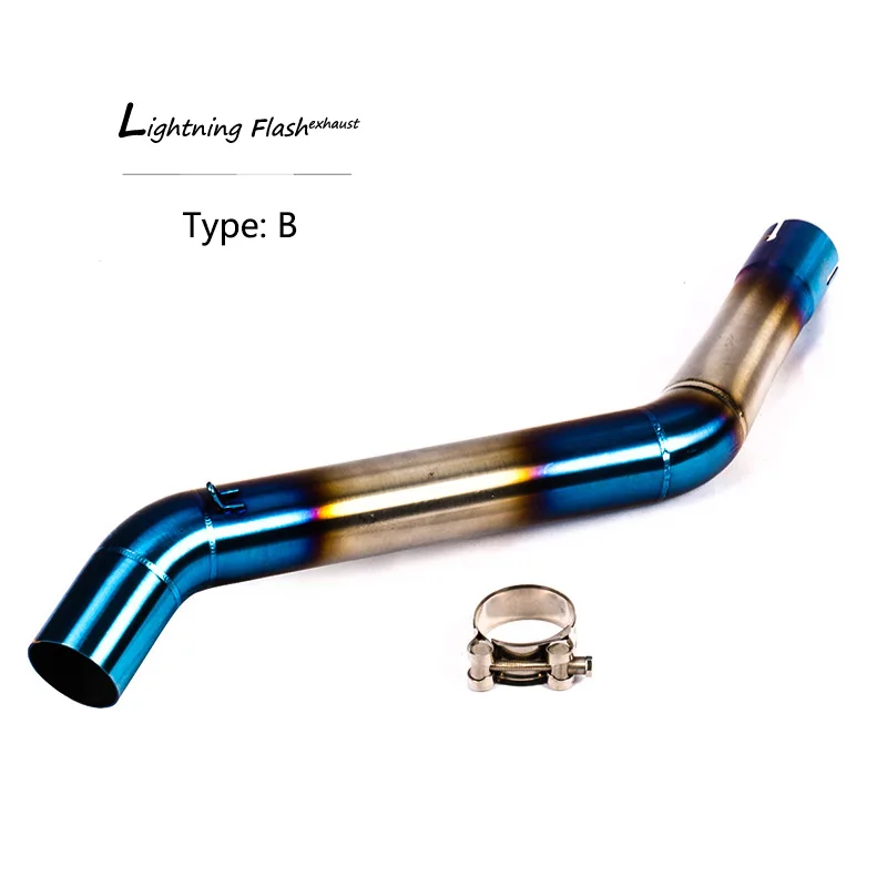 Mid Pipe for CFMOTO NK 650 MT NK 400 Exhaust Pipe Slip On 51mm Motorcycle Rear Escape Stainless Steel Middle Converter Half Blue