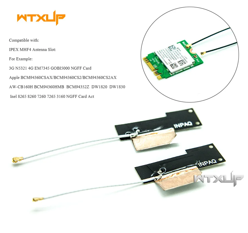 Brand New 2Pcs Wifi Internal IPEX MHF4 IPX I-PEX Antenna for laptop NGFF M.2 wireless wifi Network card 9560 AX210 BE200