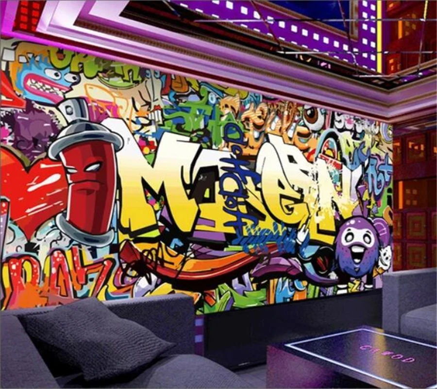 

beibehang Custom wallpaper 3d mural fashion letters graffiti bar KTV background wall living room bedroom wallpaper papier peint