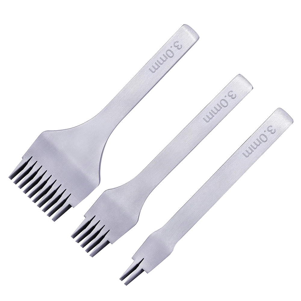 LMDZ White Steel Stitching Lacing Punch Chisel Tool 2.7/mm 3.0/mm/3.38mm/3.85/mm Polished Prongs Leather Craft Tools Leather