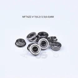 Flange Bearings 10pcs MF74ZZ 4*7(8.2)*2.5(mm) chrome steel Metal Sealed High speed Mechanical equipment parts