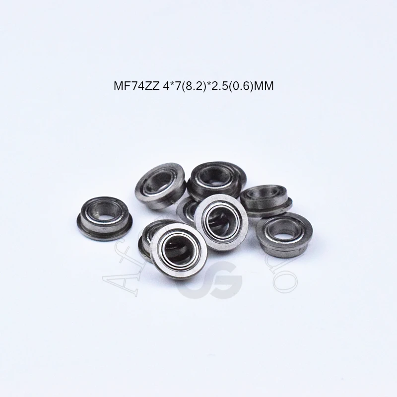 Łożyska kołnierzowe 10 szt. MF74ZZ 4*7(8.2)*2.5(mm) stal chromowana, metalowe uszczelnienie, wysoka prędkość, części do urządzeń mechanicznych