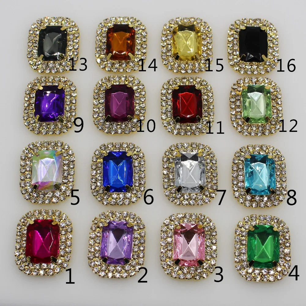 Gold Metal Rhinestone Buttons DIY Fitting Hair Flower Center Scrapbooking Wedding Invitations Decoration Hot Sale 23*28mm 5Pcs