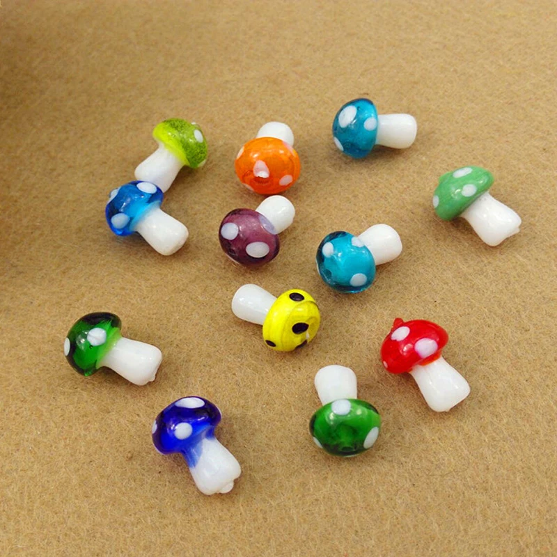 

10pcs/lot 12x17mm Handmade Lampwork Beads Mushroom Shape Glazed Lampwork Loose Beads DIY Bracelet Jewelry Making Material