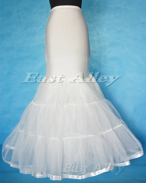 Marfim/branco 4 camadas hoopless sereia vestido de noiva petticoat casamento crinoline underskirt deslizamento completo