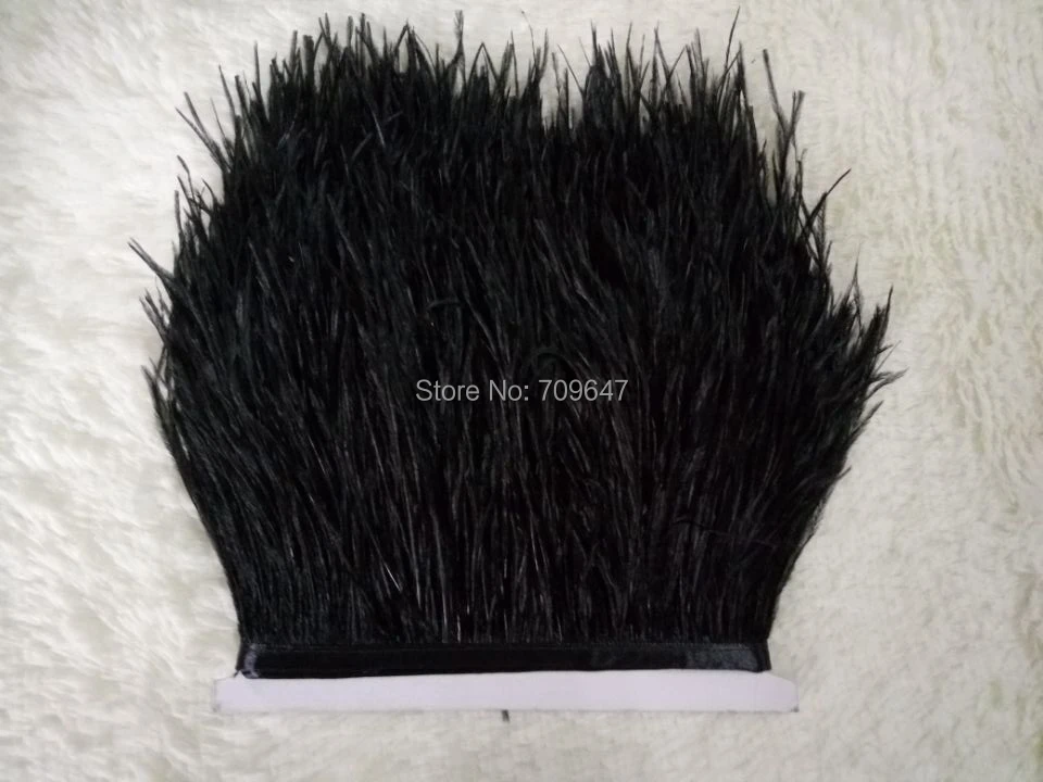 

BLack Ostrich fringe wholesale,10meters-Black Ostrich Fringe trim feather for wedding 5-6inches wide