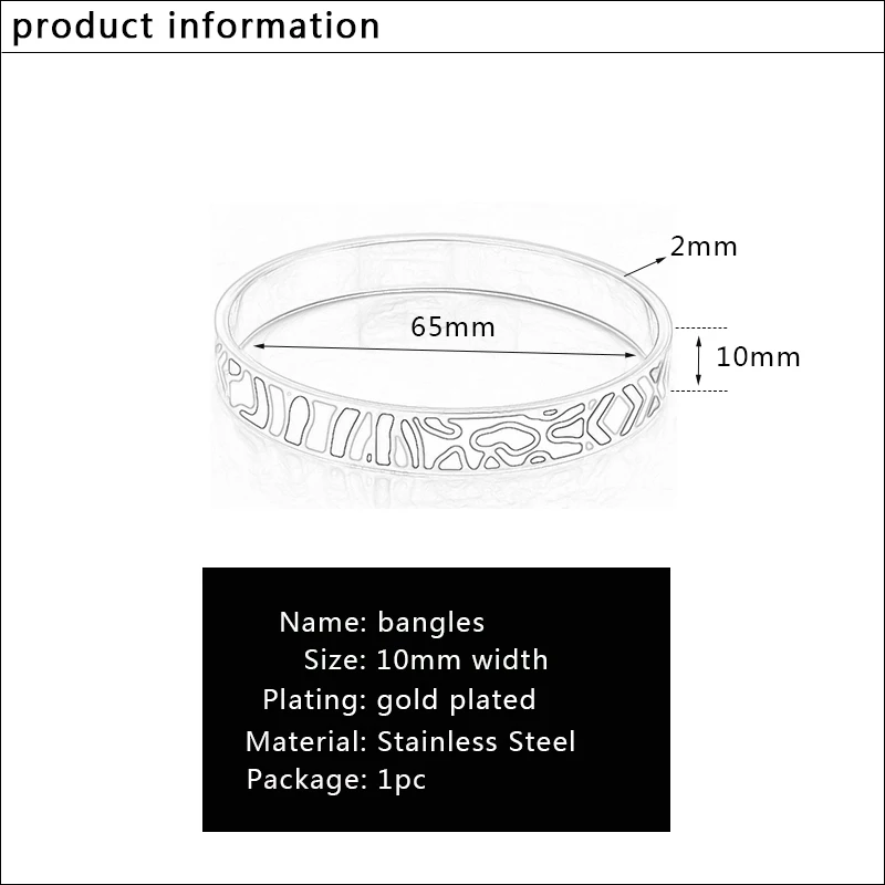 New Arrival Elegant Classic Vintage Bangle Stainless Steel  Metal Enamel Bracelet for Women Trendy Jewelry