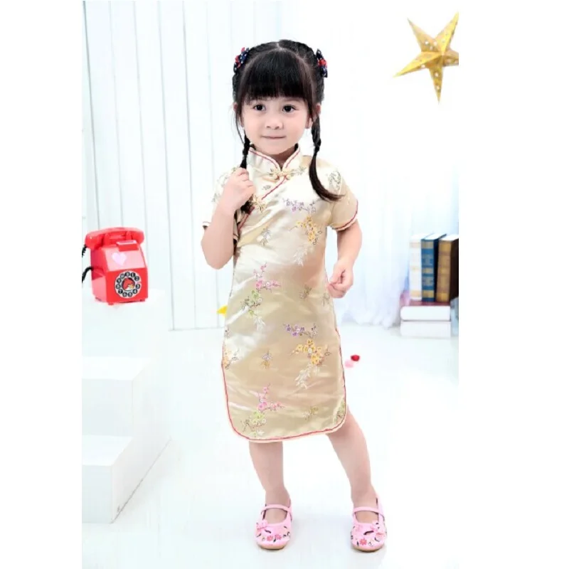 Floral Baby Qipao Girl Dress Chi-Pao Cheongsam New Year Gift Children Clothes Kids Dresses Girls clothing Wedding Princess Dress