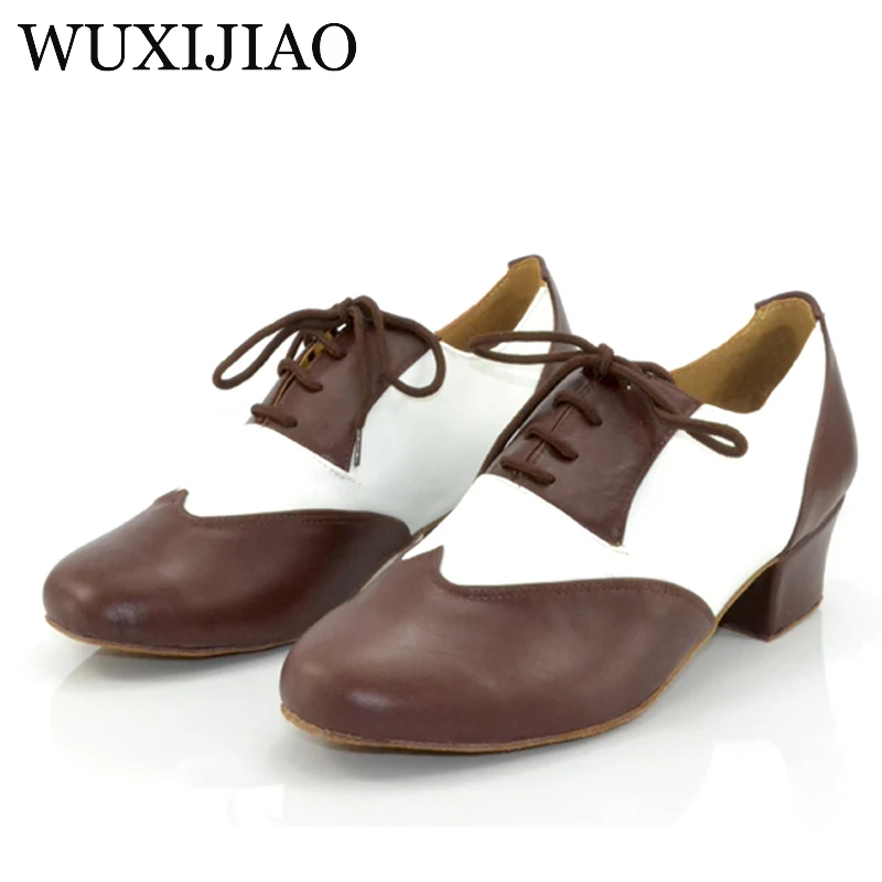 WUXIJIAO new Genuine leather Men\'s Latin dance shoes heel 4.5CM Size 28-46 Ballroom Dancing Shoes Customized large size