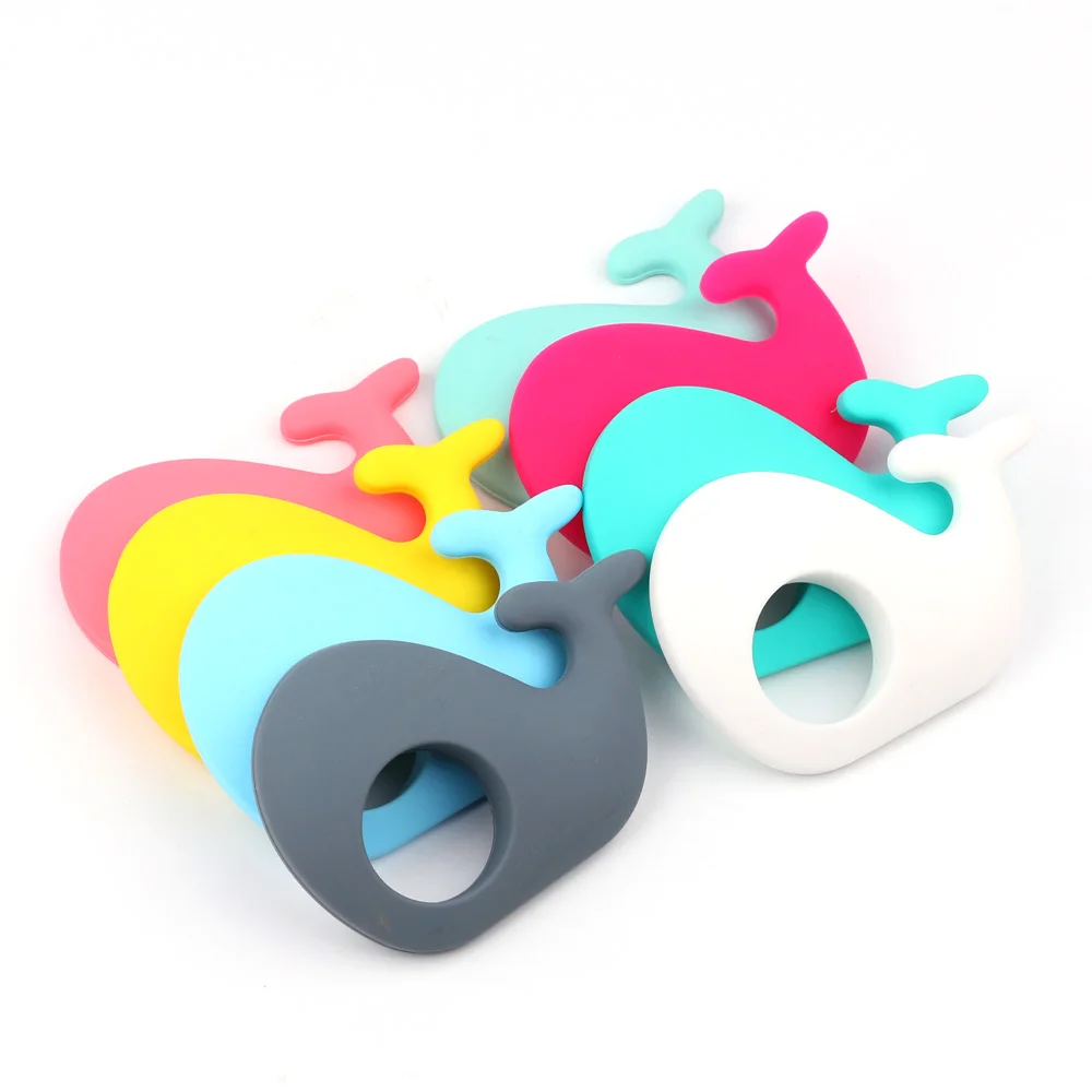 5pcs Baby Teething Whale Silicone beads BPA Safe Food Grade Newborn Teething Chew DIY Charms Necklace Toys Animals Pendants