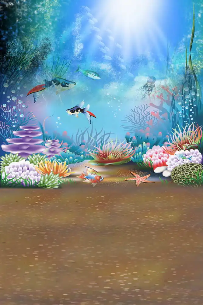 

5x7FT Sunshine Under Sea Bed Weeds Fish Herd Corals Custom Photo Studio Backdrop Background Banner Vinyl 220cm x 150cm