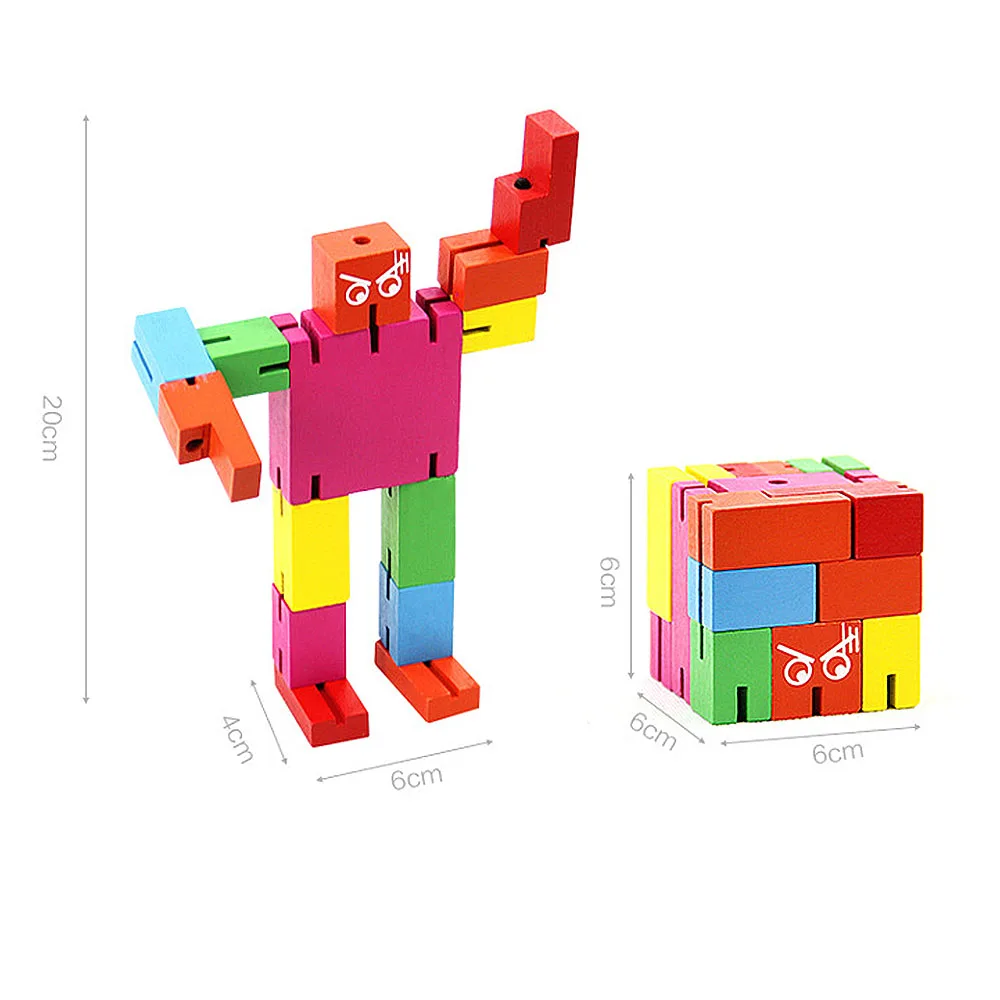 New Wood Deformation Robot Puzzle Graffiti Magic Cubes Folding Children\'s Entertainment Hot Sale Toys Colorful Magic Cubes