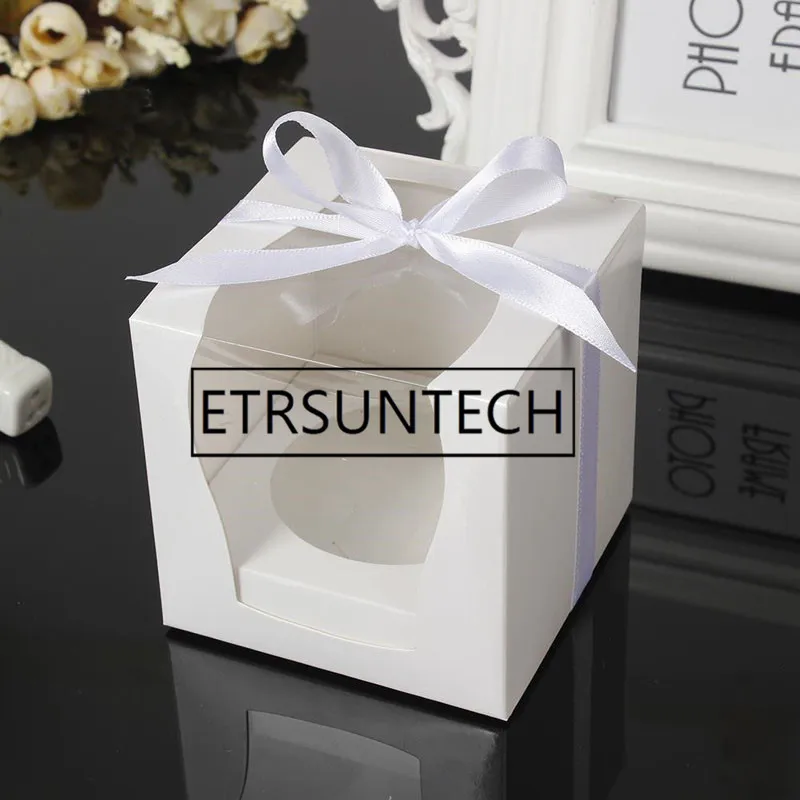 

200pcs Brown White Kraft Paper Cupcake Box Cake Box With Clear Window Wedding Party Favor Box Cake Packaging