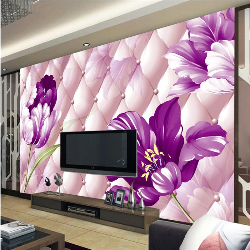 

beibehang Personalized custom wallpaper European floral 3D soft package TV backdrop,wallpaper for walls 3 d papel de parede