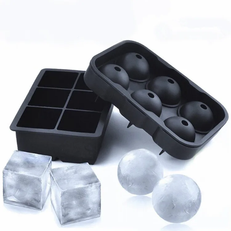 1PC Large Size 6 Cell Ice Ball Mold Silicone Ice Cube Trays Whiskey Ice Ball Maker 6 Silicone Molds Maker For Party Bar QA 104