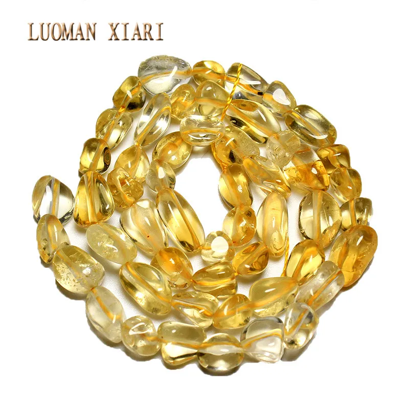 Irregular Straight Hole Natural Citrines Yellow Crystal Stone Beads For Jewelry Making 5-8 mm DIY Bracelet Necklace Strand 15\'\'