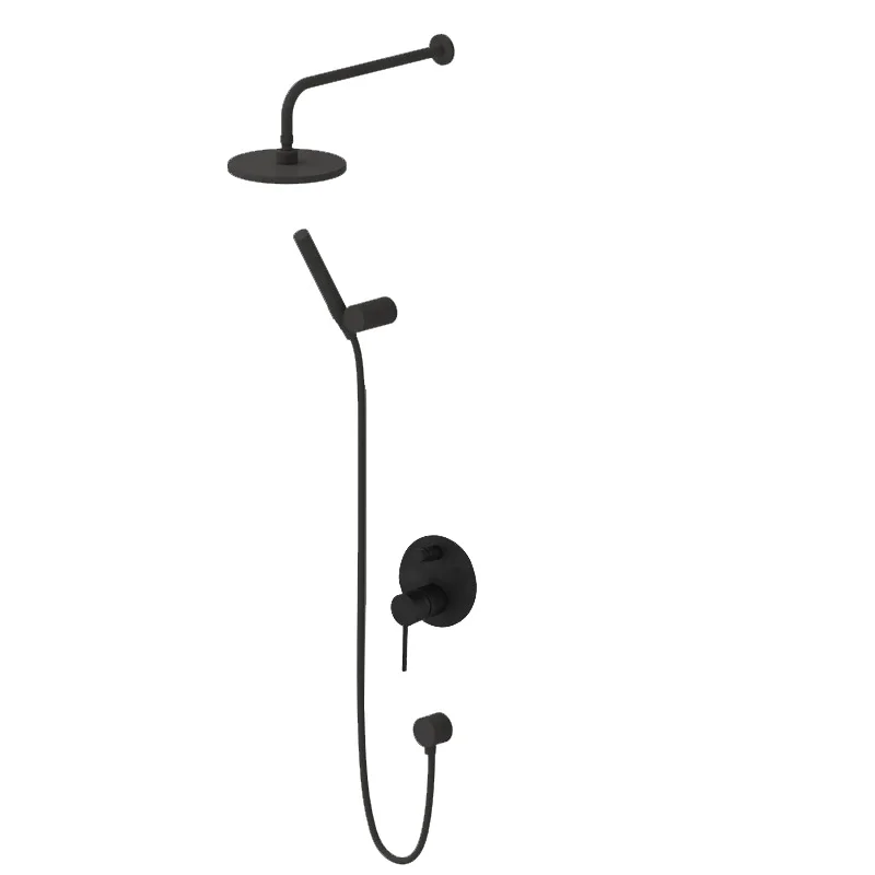 Gebürstet Gold Solide Messing Bad Dusche Set Rianfall Dusche Kopf Dusche Wasserhahn Wand Montiert Dusche Set