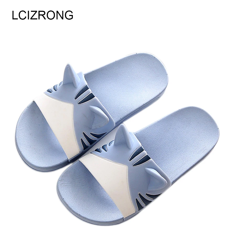 LCIZRONG 3D Cartoon Cat Women Slippers House Summer Bathroom Slippers Beach Bedroom Loves Slipper Male Couple Cute Home Shoes