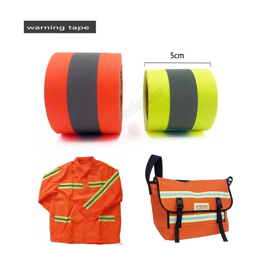 

Roadstar 5cmX5m Fluorescent Yellow&Orange Warning Tape for Safety Clothes Sewing on Reflective Fabric