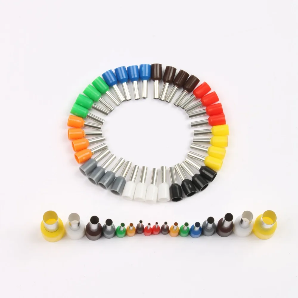 1000 unidades/pacote e0508 e7508 e1008 e1508 e2508 e4009 isolado virola terminal bloco cabo conector de fio friso elétrico