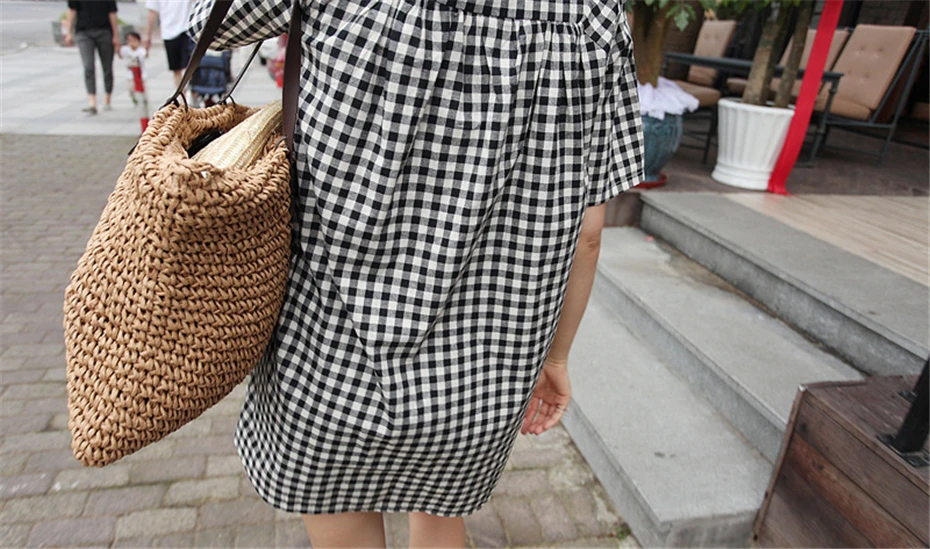 Frauen Handtasche Sommer Strand Tasche Rattan Gewebt Handarbeit Gestrickte Stroh Große Kapazität Totes Leder Frauen Schulter Tasche Böhmen Neue – Detail 8
