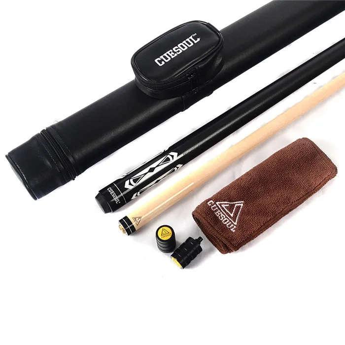 CUESOUL Special Price Billiard Pool Cue Stick & Black Cue Case with 12.75mm Cue Tips & Clean Towel & Cue Protector