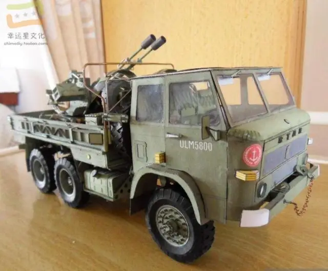 1:25 Star266 Truck And ZU-23-2 Antiaircraft Gun Military Model 3D Paper Model DIY Manual