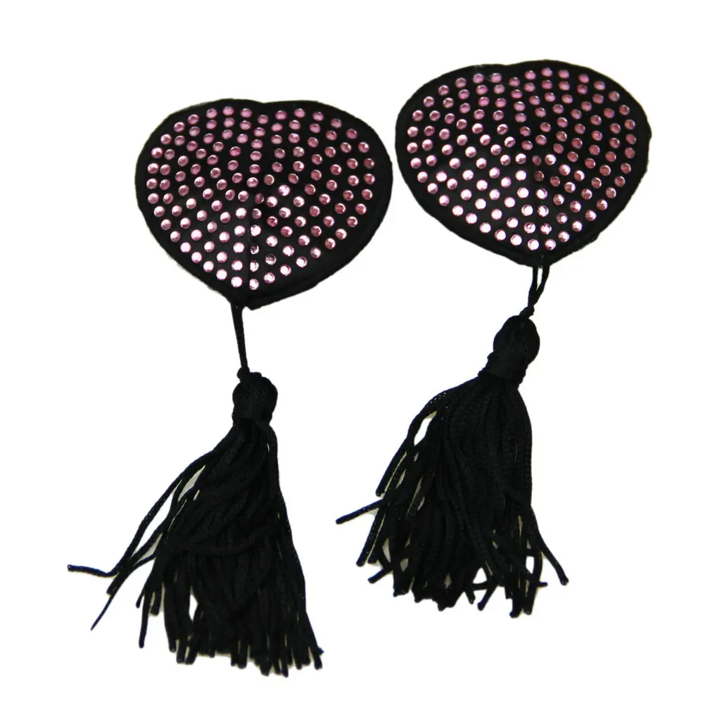 Shimmy Dita Von Teese-style Heart Breast Stickers Boobie Striper Sequin Tassels Pasties Bra Nipple Cover seduction erotic toy