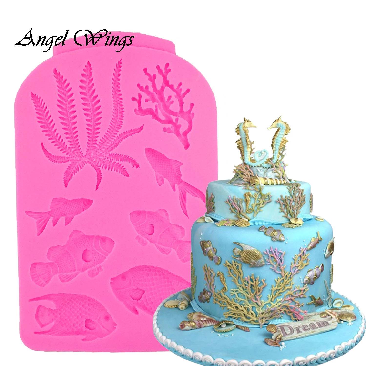

DIY Fish coral cake mould Silicone Mold Sugarcraft dessert Candy Chocolate Fondant Cake Decorating Tools F1366