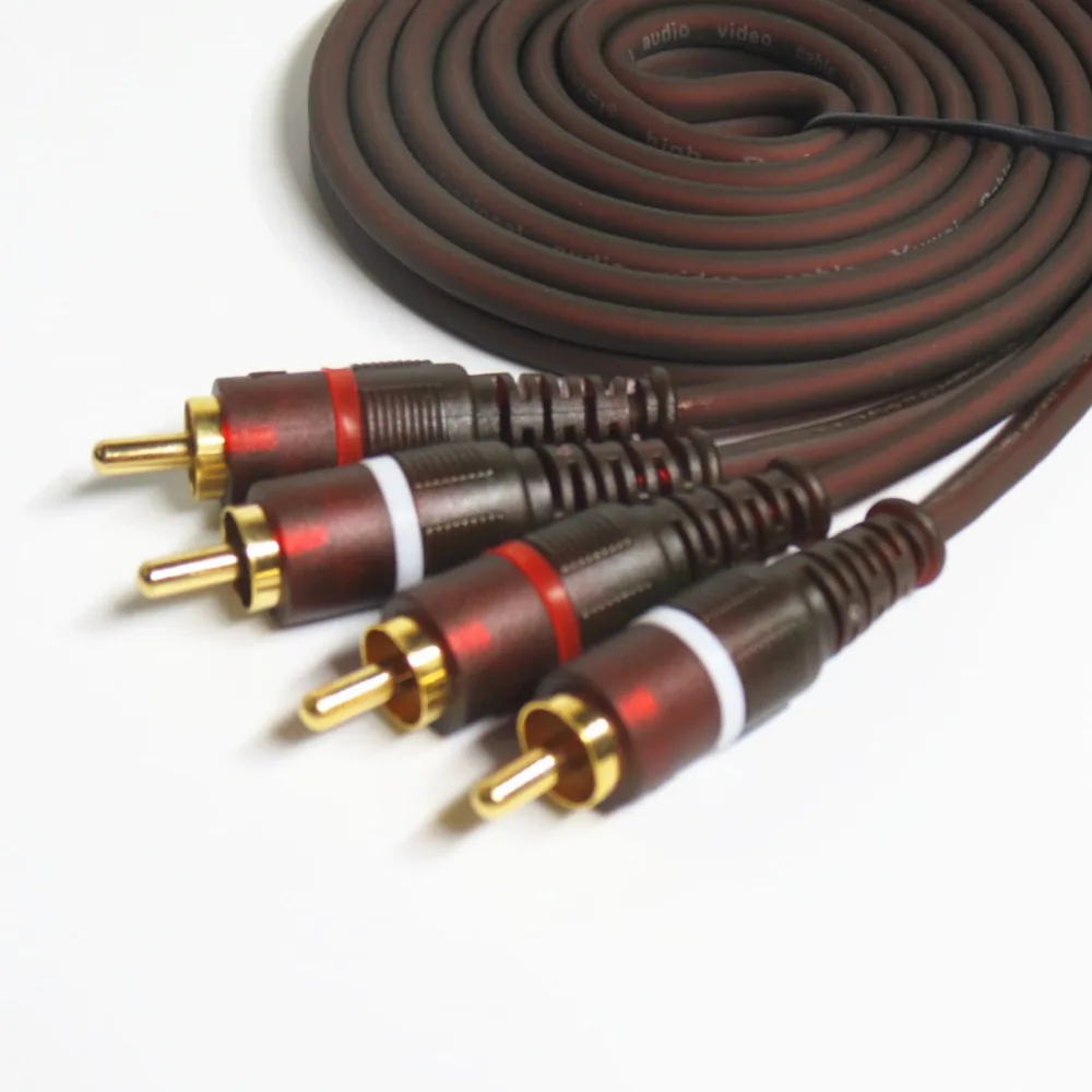 oxygen-free copper 99.99% AV Cable 2RCA to 2RCA Jack Audio Cables Male to Male RCA Aux Cable 1.5m 2m 3m 5m Stereo Rca Cable