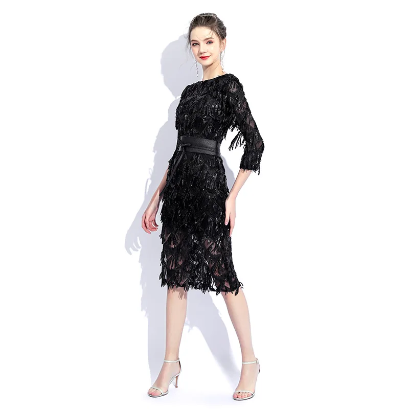 navy blue dress for teenage girl Dark Junior Bridesmaid Dress,Knee Length Junior Bridesmaid Dress, FABRIC:Woven The perfect modest Universal Standard Women's Crescent Size:13-14Y (36)