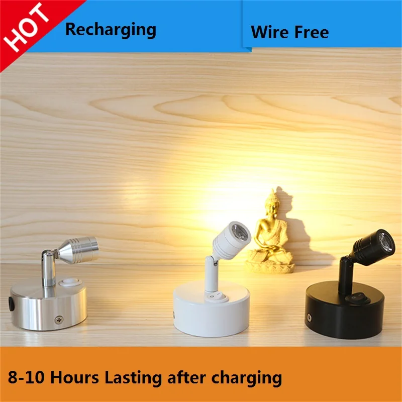 1W /3W recharging led spot lamp,portable wedding,jewelry showcase showcase lamp ,desk sitting rotate power free ceiling lamp