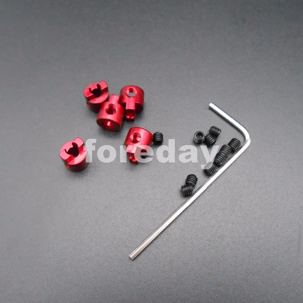 100PCS 3MM Aluminum Propeller shaft Connector rowlock Crutch Model ship Boat Red HQ Inner dia. 3mm Outer:7mm lot=100 *FD457X100