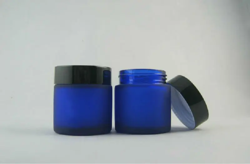 

High quality 50g frosted+blue cream jar,cosmetic jar,glass jar or cream container,eye cream jar