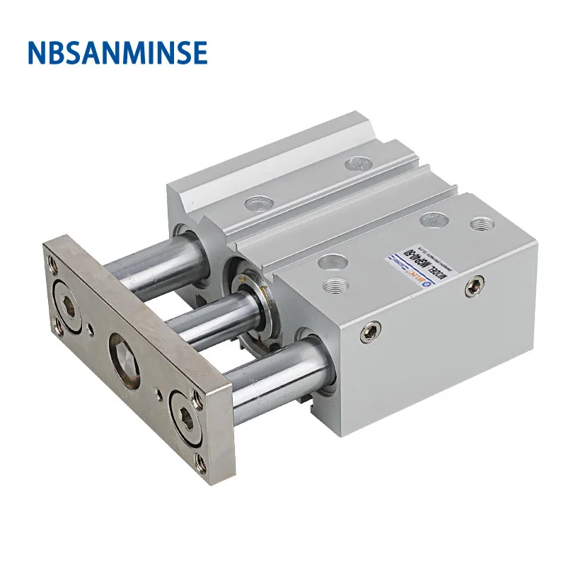 NBSANMINSE MGPL Bore25 Compressed Air Cylinder SMC Type ISO Pneumatic Compact Cylinder Miniature Guide Rod Double Acting Stroke