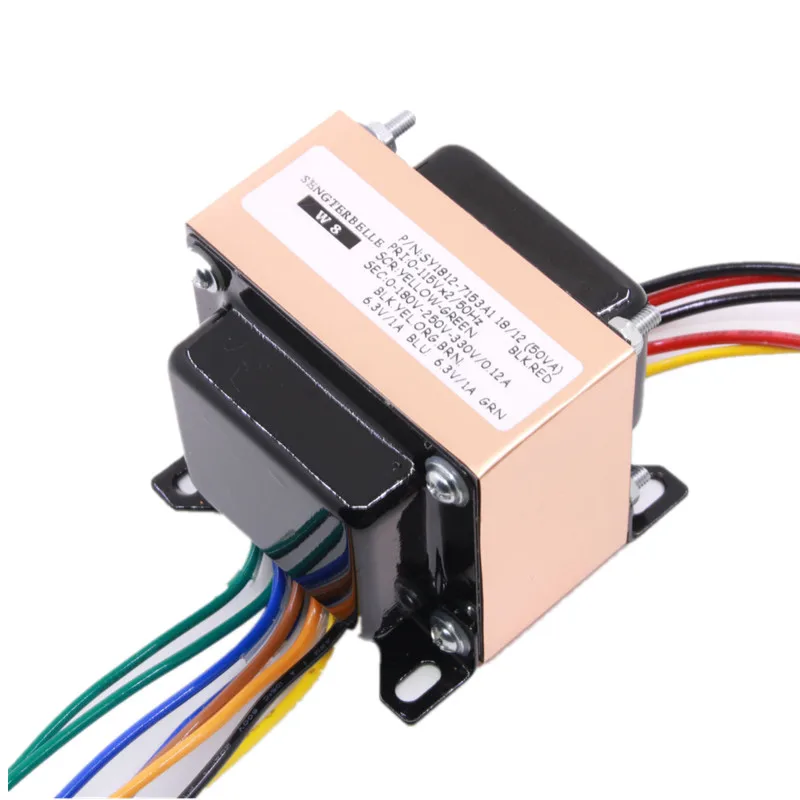 HiFi 50VA EI Audio Transformer 0-180V-250V-330V(120mA)0-6.3V(1A) 0-6.3V(1A) For Tube Preamp