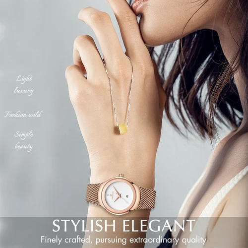 Imagen 2 del producto Reloj NAVIFORCE, relojes de cuarzo a la moda para mujer, reloj de pulsera resistente al agua de acero inoxidable para mujer, reloj Simple para chica, reloj femenino