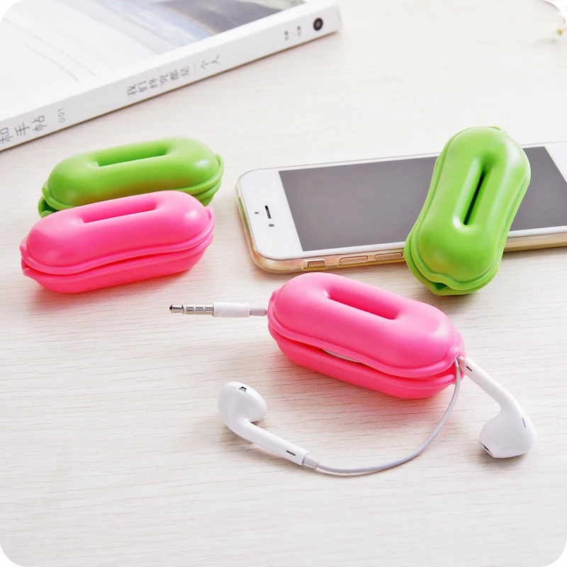 3Pcs Peanut Tangle-free Earphone Cable Organizer Headphone Cord Wire Holder Cable Winder Wrap Data Line Management