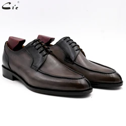 cie round toe full grain calf leather men shoes leather formal derby wedding shoes men handmade gray black pebble grain No.DE00