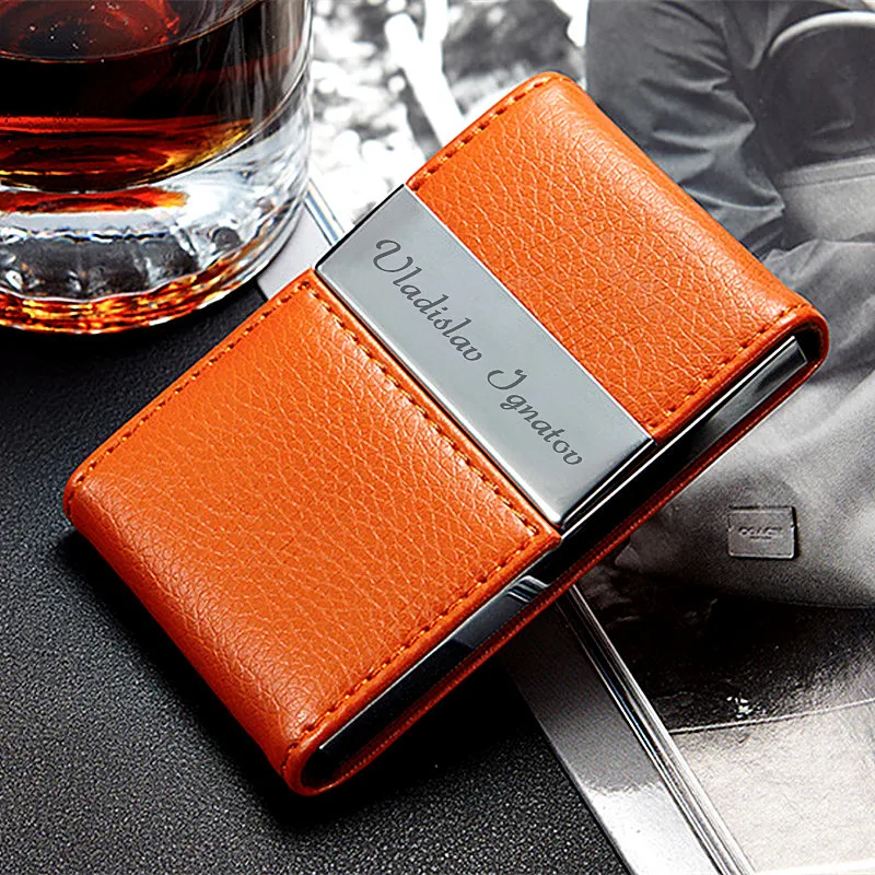 Custom Lettering Big Capacity Travel Card Wallet Men Women Credit ID Card Holder Business Card Case Metal Wallet Cardholder