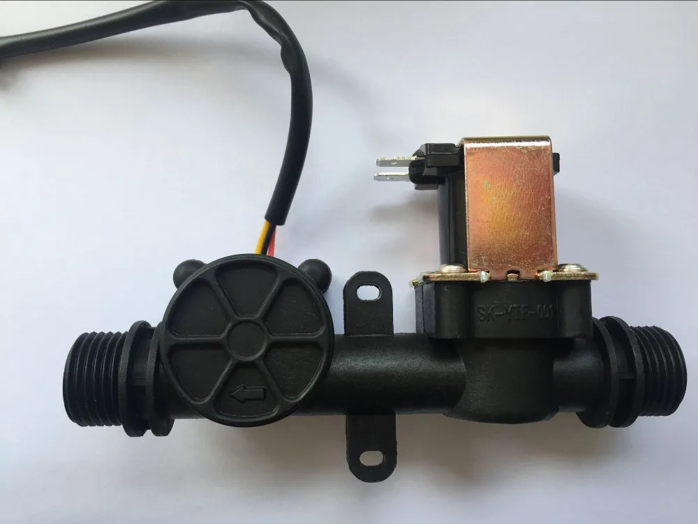 LOUCHEN ZM NEW G1/2 Water Flow Sensor + Solenoid Valve , Plastic One Valve 1-30L/Min
