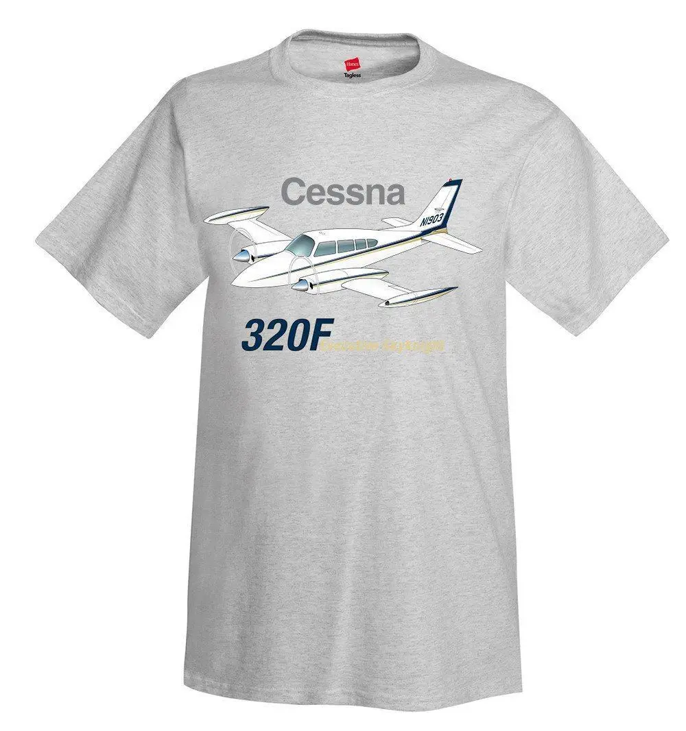 100% Cotton Print Mens Summer O-Neck Cessna 320F Airplane T-Shirt - Personalized Tee Shirt