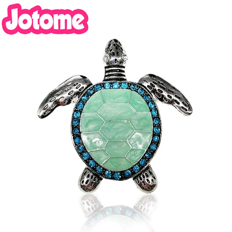 

100/150/200pcs/lot 48mm Cute Rhinestone Green Enamel Sea Turtle Charm Silver Animal pendant