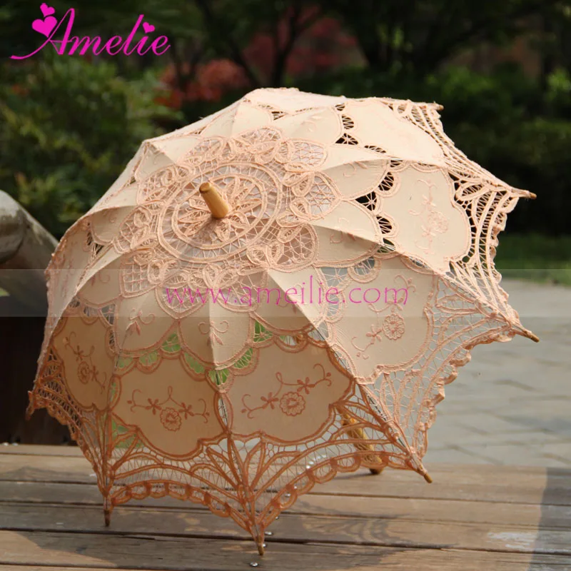 Handmade Ins gorący bubel zwykły w różnych kolorach suknia ślubna Parasol Prop dla panny młodej sprzyja panna młoda Parasol koronkowy Parasol