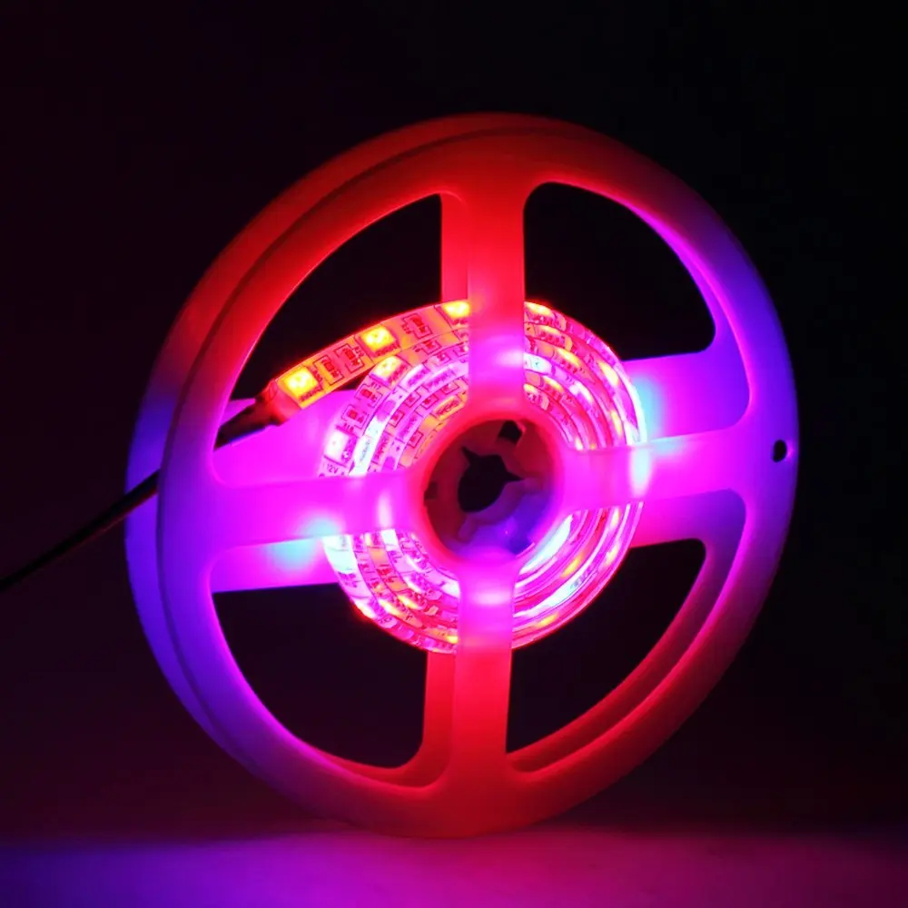 Led Grow Lamp 5050 Grow LED Flexible Strip Tape Light  Aquarium Greenhouse Hydroponic Plant Growing Lamp And EU/US Power Adapter