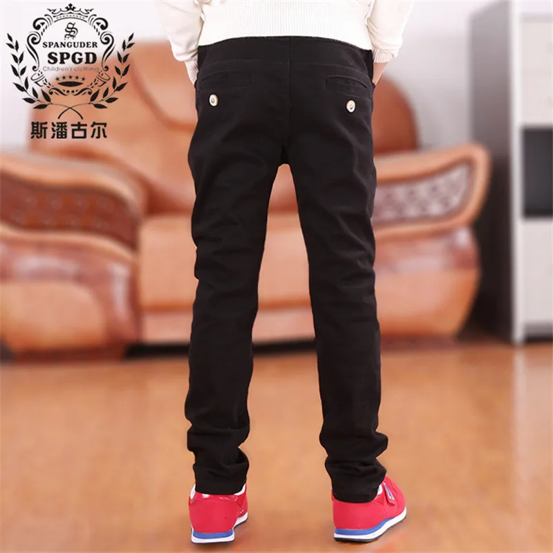 Boys Pants 2024 Summer Spring New Casual Elastic Waist Solid 100% Cotton Pants For Children 4-18T Boys High Quality