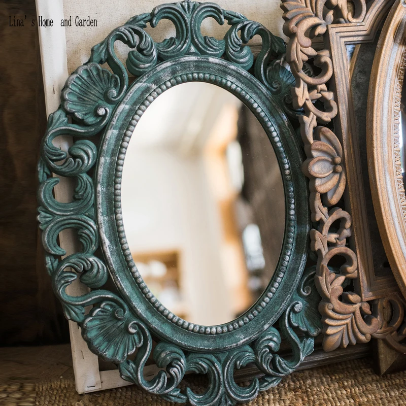 Oval Handmade Wall Hanging Mirror, Hollow Out, Antique, Classic