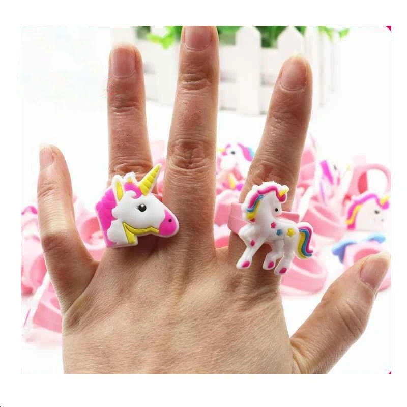 

Fashion Hot Sale Silicone Unicorn Rings PVC Soft Cute Lucky Ring Children's Cartoon Ring Party Gifts Girls Boys Lucky Trinket