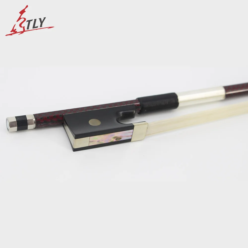 Factory Store Handmade Fisheye Inlayed Ebony Frog Professional Violin Fiddle Accessories Red Grid Carbon Fiber 4/4 Violin Bow