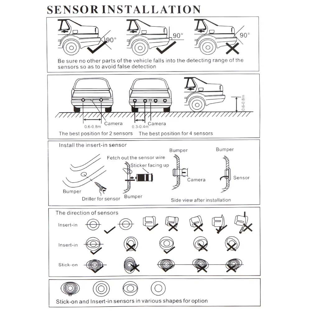 Car Parktronic LED Parking Sensor with 4 Sensors Reverse Backup Car Parking Radar Monitor Detector System with LCD Display